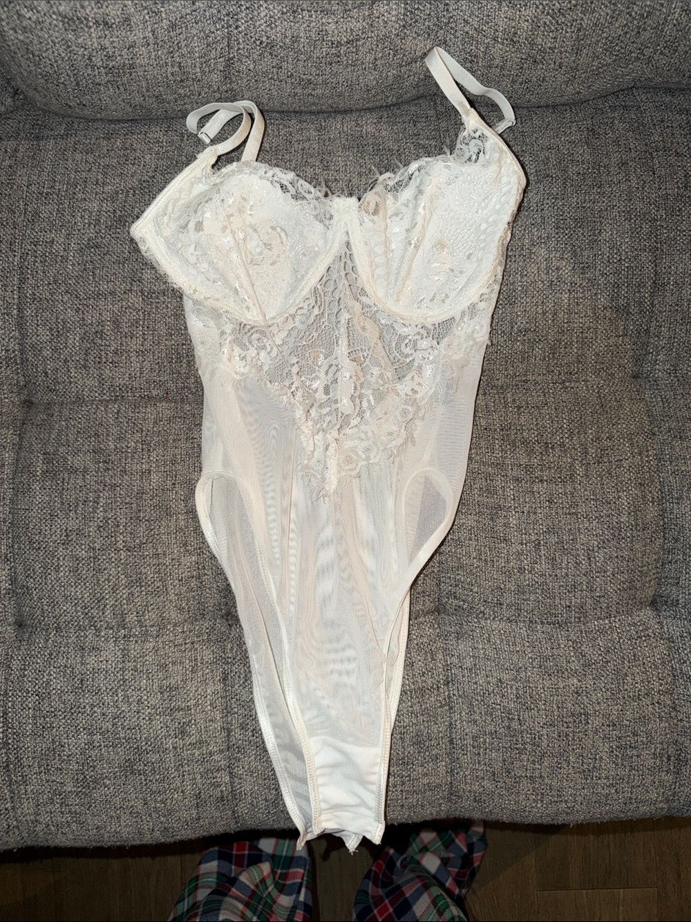 SHEIN White Lace Bodysuit Chemise